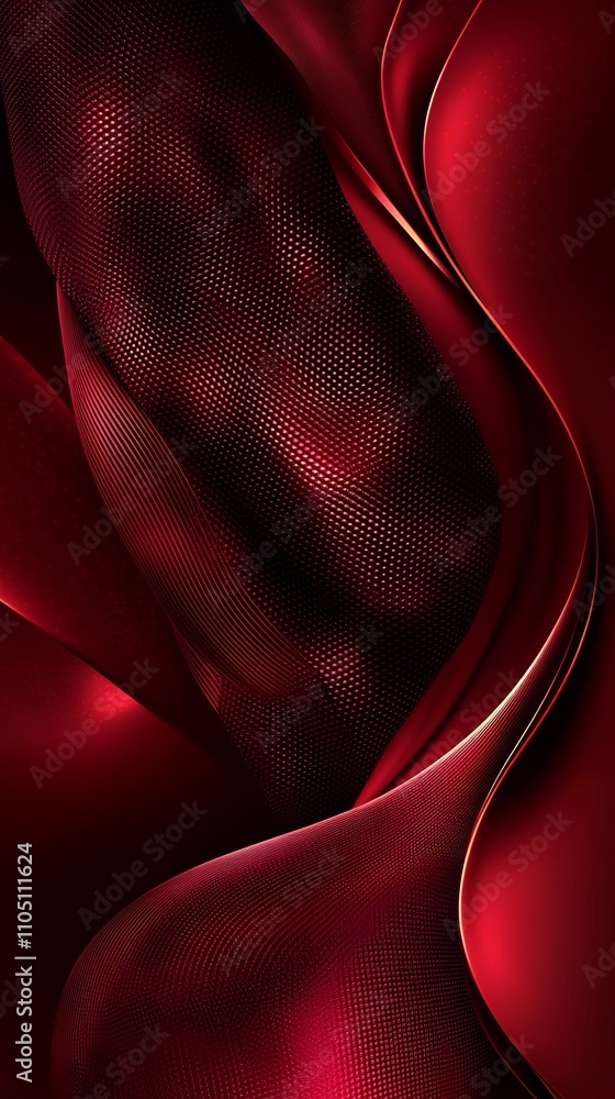 Poster captivating abstract background featuring dramatic waves and curves of deep red fabric with a luxuri