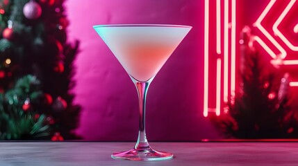Festive Pink Cocktail Martini Christmas Drink