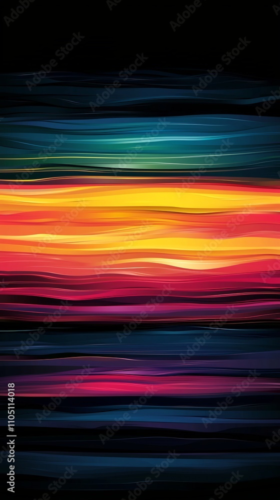Poster mesmerizing abstract landscape with dynamic waves and vibrant gradient patterns creating a captivati
