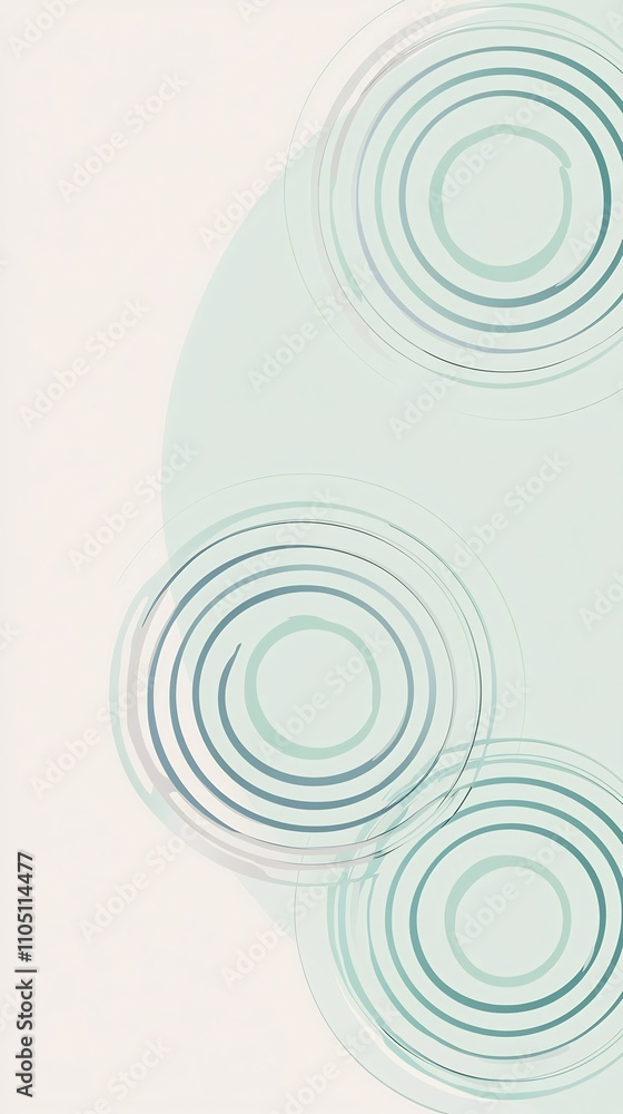 Poster minimalist abstract background design featuring a composition of overlapping geometric circular shap