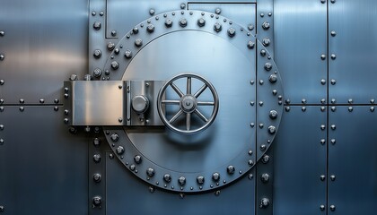 Armor Steel Modern Closed Bank Vault Door Isolated