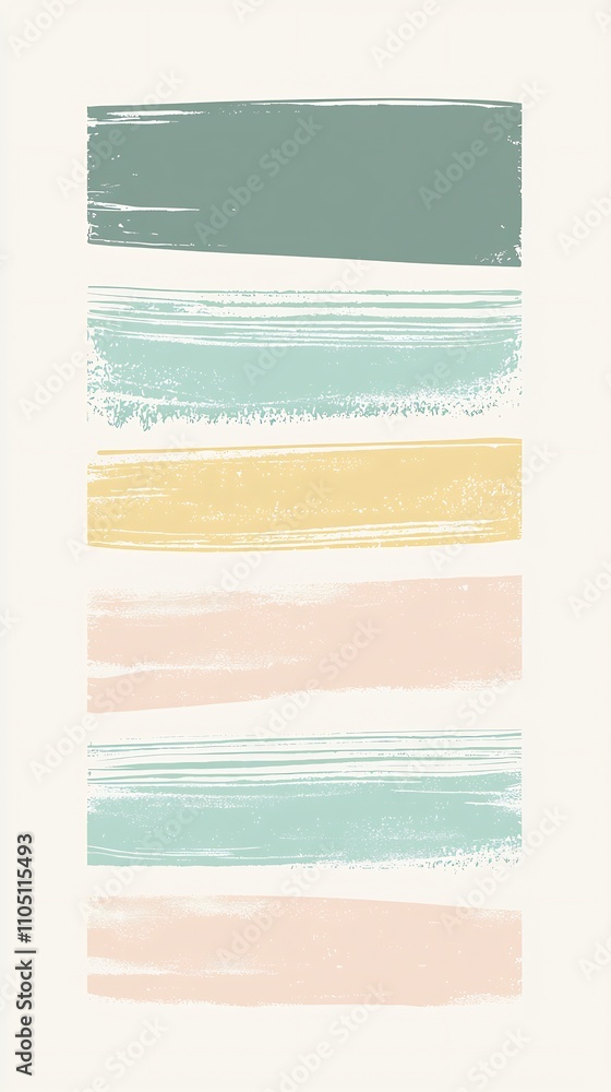 Poster pastel abstract brush strokes and geometric shapes in minimalist design colorful tones soft gradient