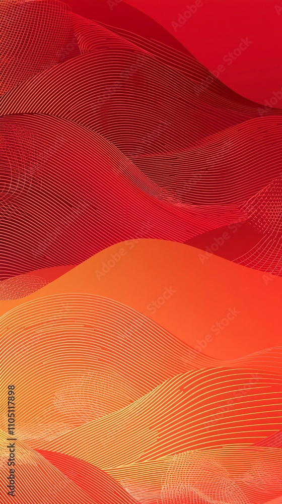 Poster mesmerizing abstract pattern featuring dynamic and elegant waves of vibrant orange and red hues flow