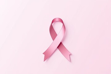 Pink ribbon symbolizing breast cancer awareness on a soft pink background promoting support and solidarity