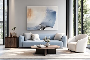 Modern living room with brown furnishings