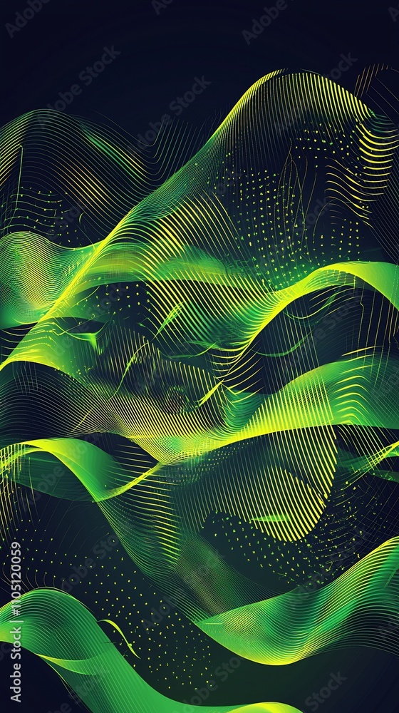 Poster mesmerizing waves of digital brilliance captivating abstract fluid motion design with vibrant neon g
