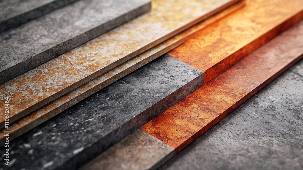 Poster industrial material layers showcase digital art abstract environment creative viewpoint ai generate 