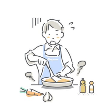 man cooking food, worried expression clip art preview