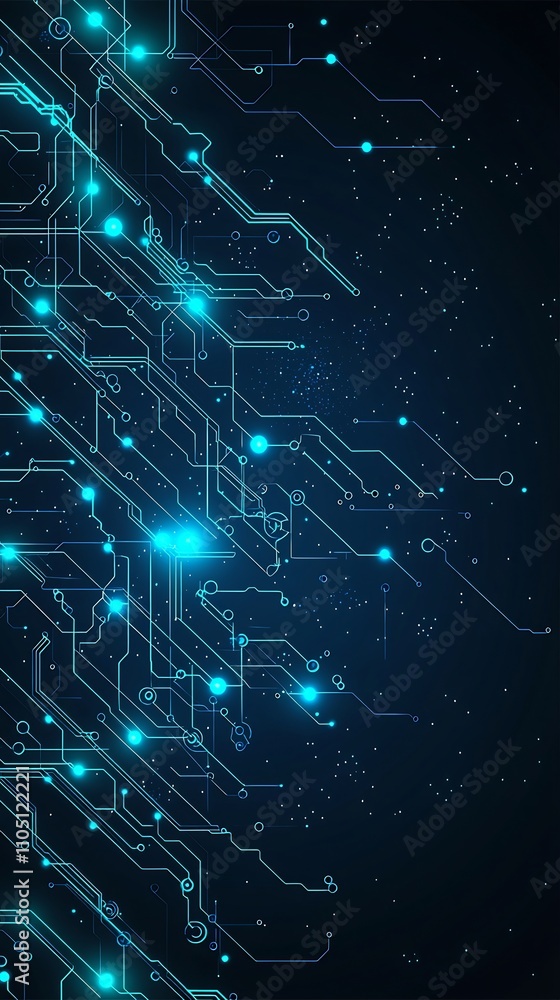 Poster vibrant digital circuit landscape showcasing technological innovation and interconnectivity in a fut