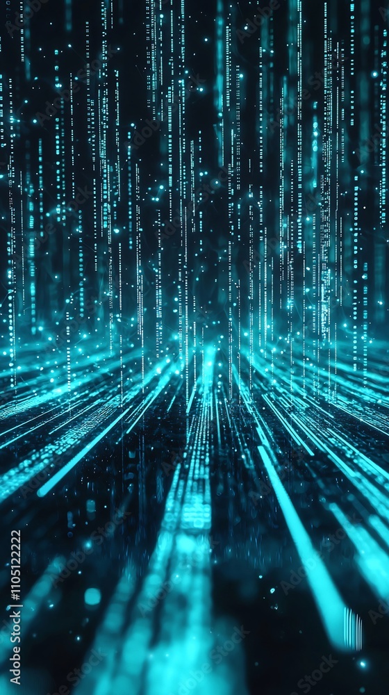 Poster captivating abstract background of a dazzling digital universe filled with swirling luminous particl