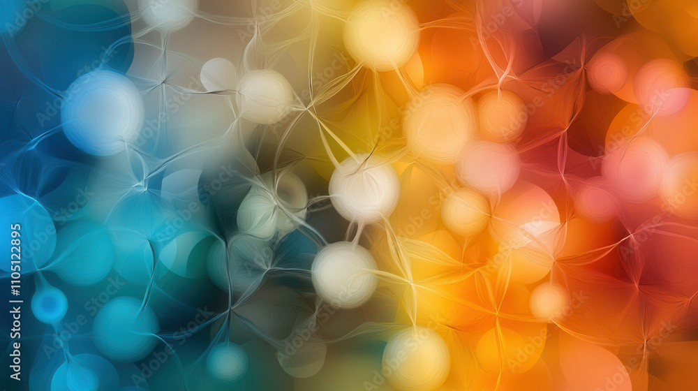 Poster abstract patterns symbolizing neural networks with vibrant colors and soft shapes create dynamic vis