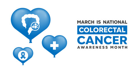 March Is National Colorectal Cancer Awareness Month. Intestines. Great for cards, banners, posters, social media and more. White background. 