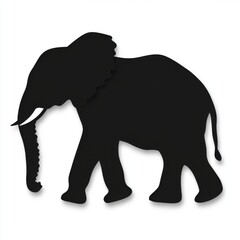 Obraz premium Silhouette of an elephant, showcasing its majestic shape and features against a white background.