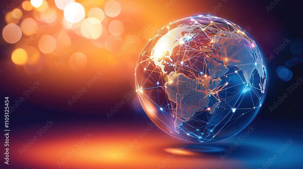 Aufkleber stylized globe with ai connections, showcasing vibrant network of data and technology. glowing lines