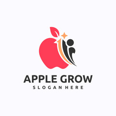 Apple growth logo design template. Human nutrition improvement concept. Creative vector symbol.