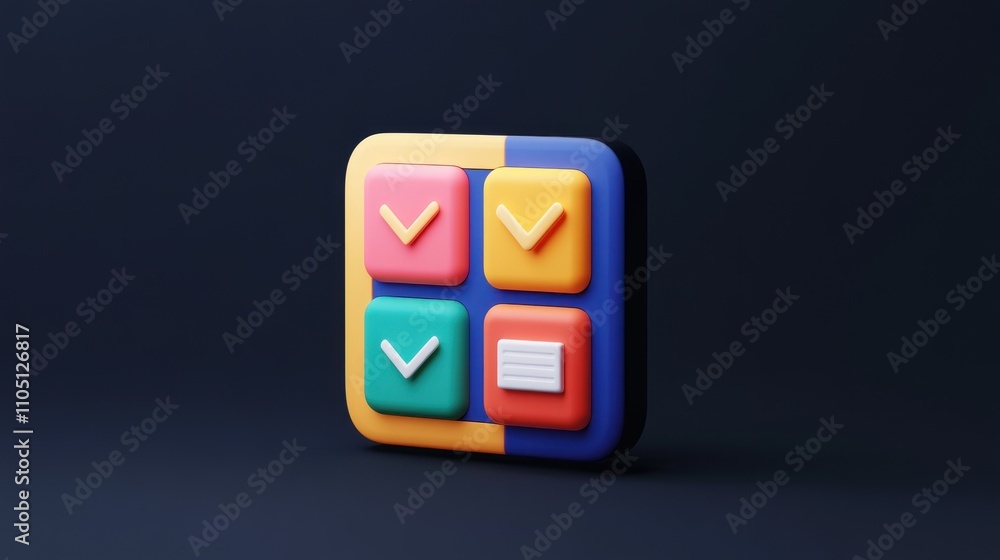 Aufkleber Colorful App Interface Design With Checkmarks And List Icon