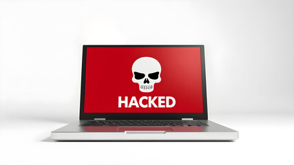A hacker attack on a laptop. Hacking and web security. Internet phishing concept. cyber protection.3d Illustration.