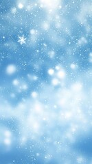 Magical Snowfall Blizzard with Glittering Snowflakes in Dreamy Winter Wonderland Backdrop  Soft Focus Ethereal Snow Crystals Falling Against Icy Blue Sky with Blurred Bokeh Lighting Effect