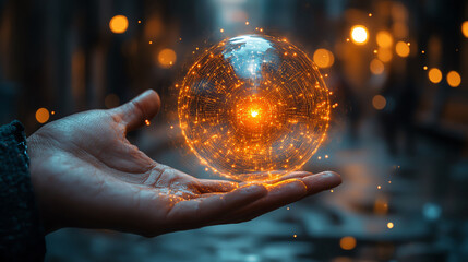 Hand holding a holographic digital currency, illustrating the rise of cryptocurrencies