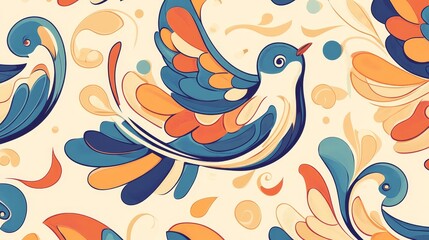Obraz premium Abstract Bird Pattern Colorful Avian Design Seamless Texture