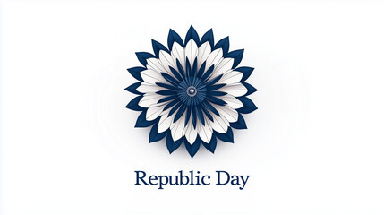 Obraz premium A vector design of Ashoka Chakra in deep navy blue, centered on a white background with simple text 