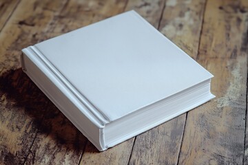 Fototapeta premium Template of a white closed notebook with band, textured hardcover, organizer in the air, isolated on a light background with shadows. Mockup of a stylish blank diary,presentation diagonally for design