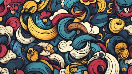 Abstract Colorful Doodle Pattern  Swirls  Texture Background