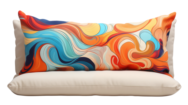 Fun and colorful sofa cushion pillow, perfect for enhancing the look and feel of your home�s decor and bedding, isolated on transparent background.