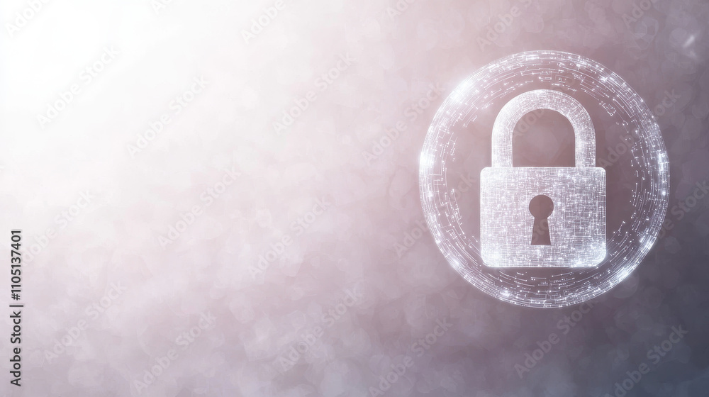 Poster digital lock symbol representing security and data protection