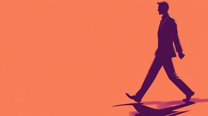 Naklejka premium Walking Man Silhouette Businessman Striding Forward Minimalist Design