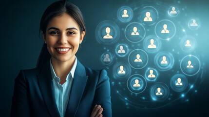 Businesswoman Network  Digital Connections  Global Team  HR  Social Media