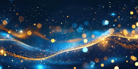 Blue and orange wave with many small dots