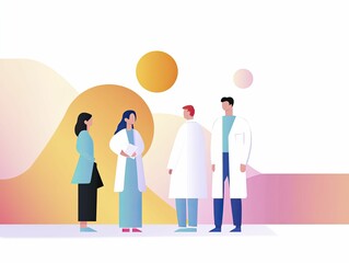 Mitigation strategies for disease prevention in public health, healthcare professionals collaborating on initiatives, clinical environment, inviting hues.