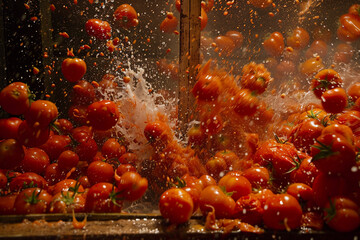 Greeting card with bright holiday composition for celebrate la tomatina