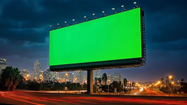 Billboard banner blank sign advertising outdoor marketing message display urban poster communication announcement, greenscreen.