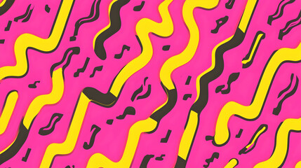 Abstract Pink Yellow Black Wave Music Design