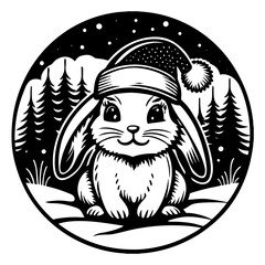 Bunny with a Santa hat