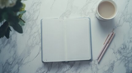 A minimalist bullet journal spread with clean lines and soft pastel colors, showing tasks, goals, and a mood tracker, perfect for planning and organizing while expressing creativity