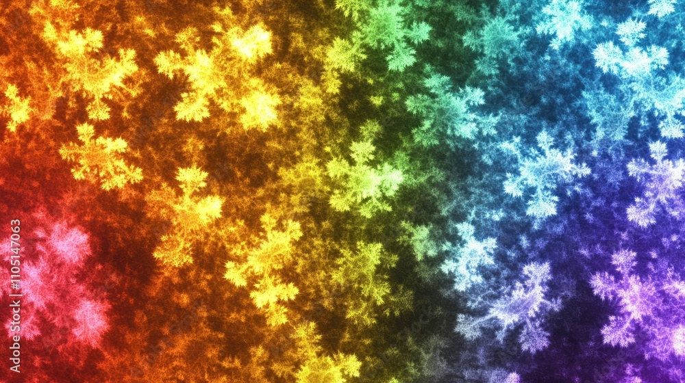 Poster rainbow fractal pattern abstract art design