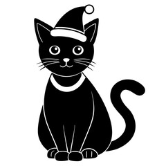 Christmas cat playing with ornaments under a Christmas tree