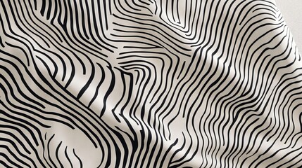 76.Seamless black and white diagonal pattern featuring fluid, wavy lines. The abstract design creates a sense of movement, with curving stripes flowing diagonally across the surface. The monochrome