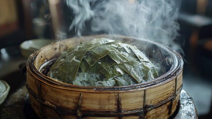 Local market food photography traditional rice dish preparation in cultural setting