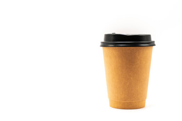 Paper coffee cup on white background