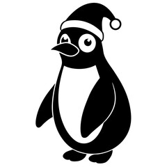 Penguin wearing a Santa Claus hat