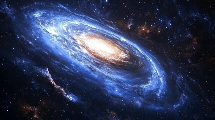 Fototapeta premium 26.Vast night sky illuminated with countless stars, distant galaxies swirling in subtle nebulae patterns, deep blue and violet hues blending with the glowing cosmic dust, creating a sense of infinite