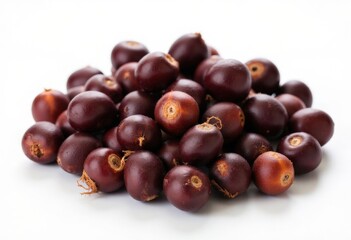 Obraz premium Dark Red Berries Pile on White Background.