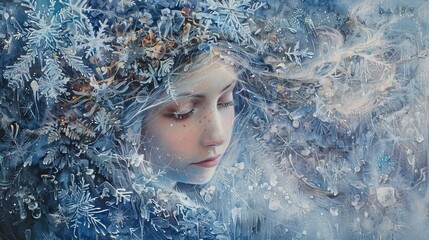Obraz premium Ethereal Beauty of Winter with Snowflakes and Frozen Elegance
