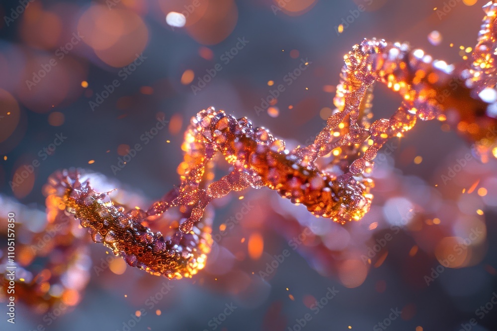 Poster mutation in dna: a close-up of dna strands showing a mutation, with one base pair altered to illustr