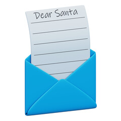 Letter For Santa 3D Illustration Isolated Transparent Background