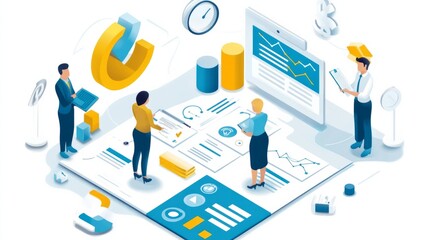 Vector art of a business plan development process, showcasing brainstorming, analysis, and execution phases -